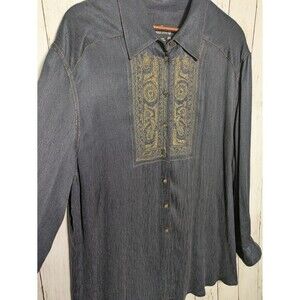 Carole Little Embroidered Western Boho Tunic Top Womens 18W Soft Flowy Shirt
